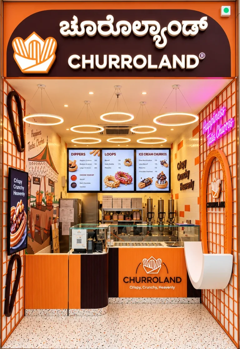 Churroland outlet at Lulu Mall food court, Rajajinagar, Bengaluru